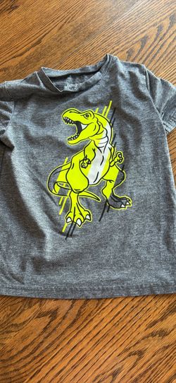 Toddler Jumping Bean Gray Heather T-shirt Vibrant Green T-Rex Graphic on Front 5T
