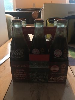 Vintage 1996 Atlanta Olympic glass 6 pk coke bottles