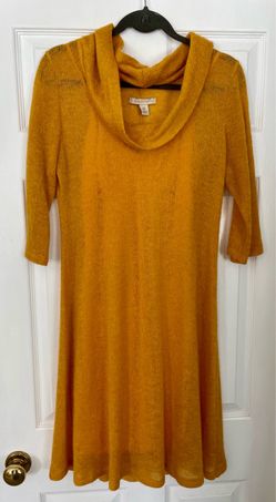 Mustard Yellow Cowl Neck Sweater Dress