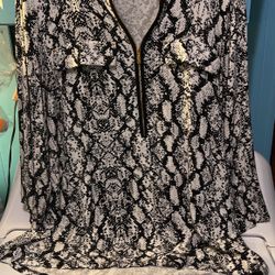 Beautiful Calvin Klein Black Print Tunic Size 1xTall