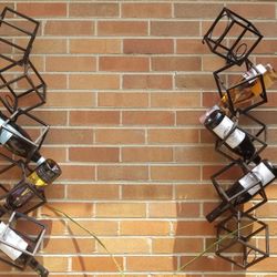 2 Modern Metal Wall Mounted Wine Racks 