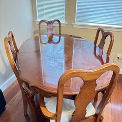 Dining Table with Drop Leaf + 6 Chairs — $250 OBO (Matching Coffee Table Also Available)
