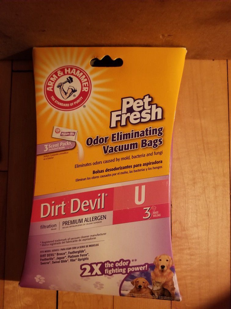 3 Pack Arm & Hammer Pet Fresh Vacuum Bags Dirt Devil U 