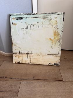 Modern Neutral Abstract Canvas Wall Art - 24x24 (Like New)