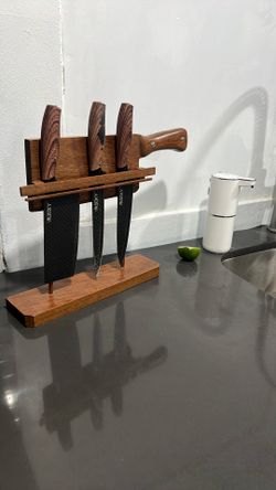 Organizador De Cuchillos Tallado En Madera