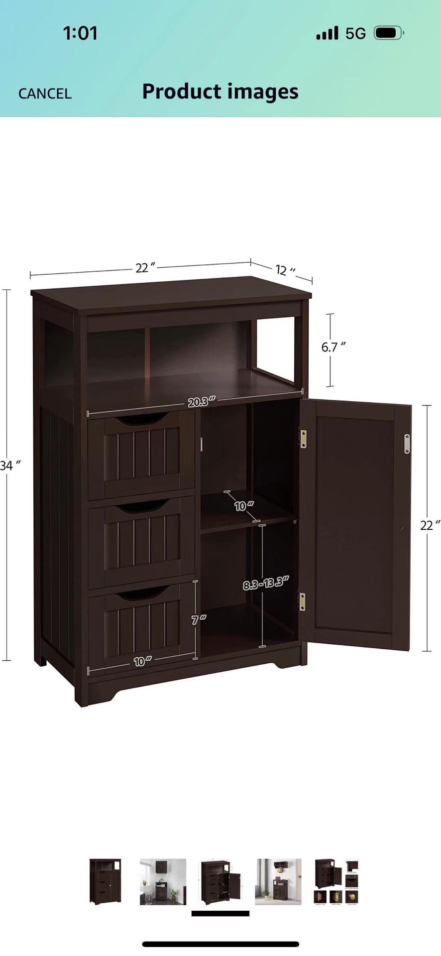 Wood Bathroom Floor Cabinet with 3 Drawers &1 Cupboard, Free Standing Storage Organizer Hallway Entryway Cabinet for Living Room Kitchen, Espresso