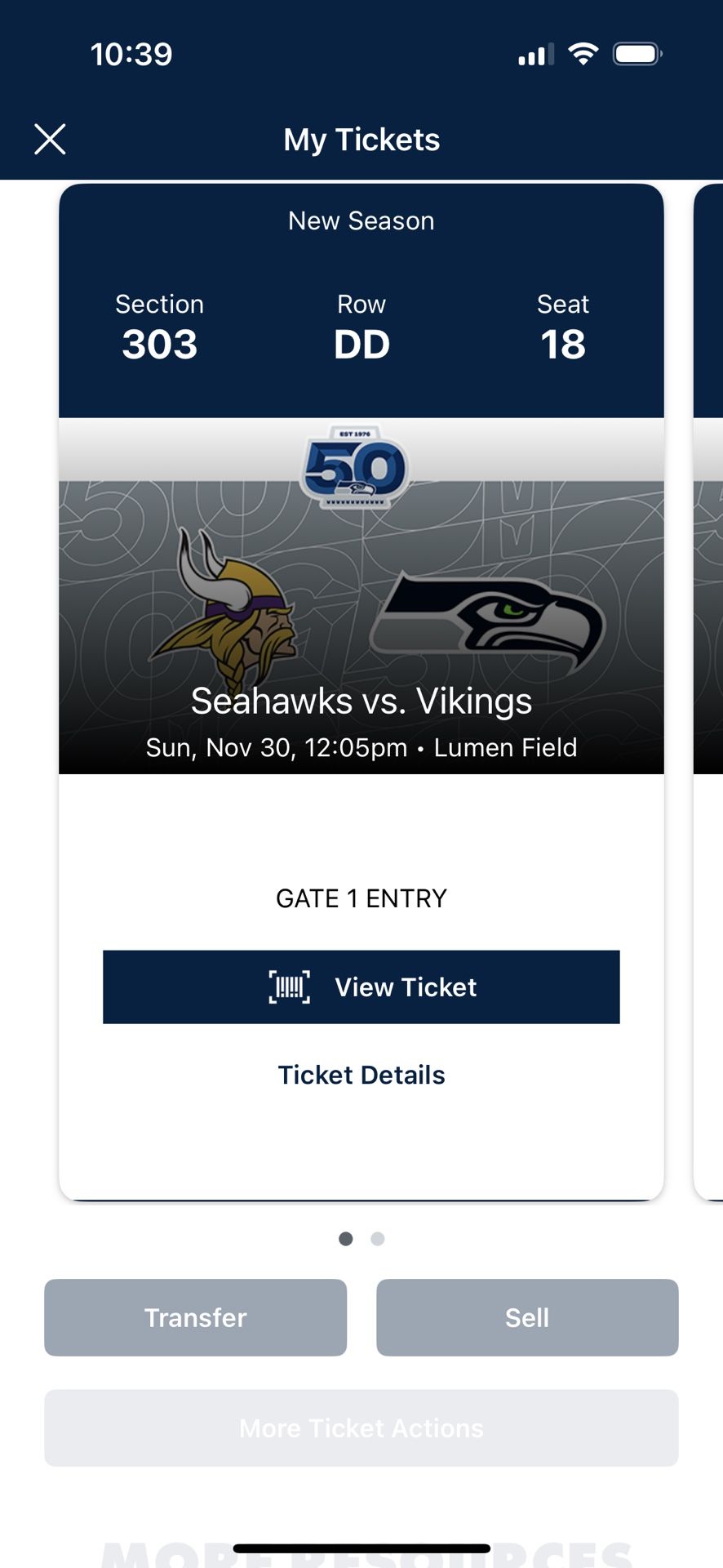 Seahawks Vs Vikings- 2 Tickets