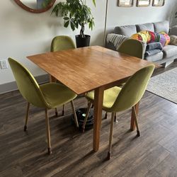 Dining Table + Green Velvet Chairs