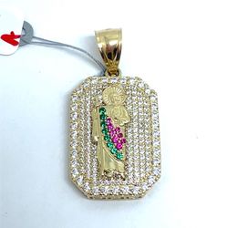 14Kt Yellow Gold CZ San Judas Pendant 6.60g 200193/11