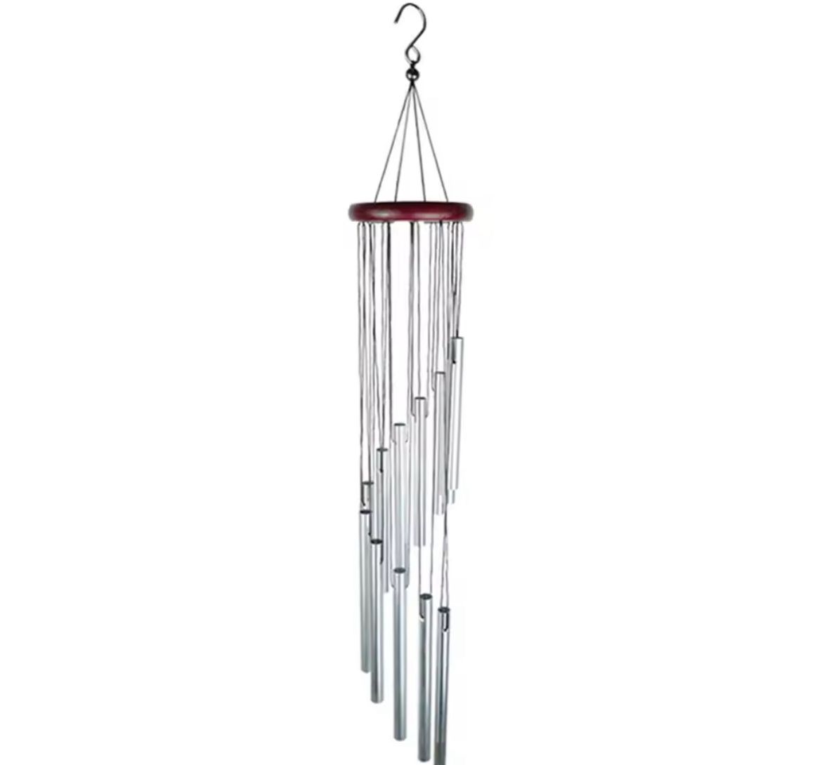 1piece 12 Tubes Aluminum Alloy Wind Chimes with Hook Gold/silver Bells for Outside Home Wedding Party Memorial Decoration Gifts