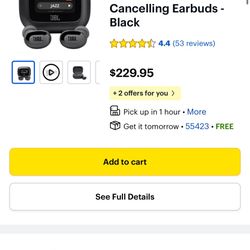 JBL Wireless Earbuds-Black With Screen.
