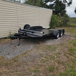 16' Car Trailer With Title And Winch