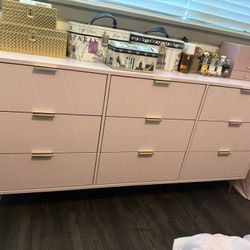 Pink & Gold Contemporary 9-Drawer Dresser 