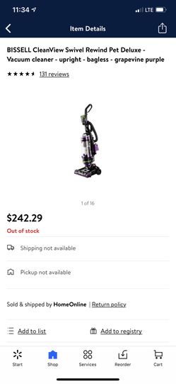 BISSELL CleanView Swivel Rewind Pet Deluxe - Vacuum cleaner - upright - bagless - grapevine purple