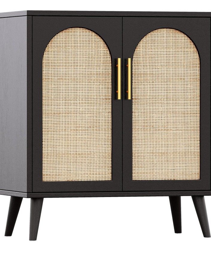 NEW Rattan Storage Cabinet with Doors