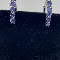 1.00 CT Tanzanite Sterling Silver Earrings 