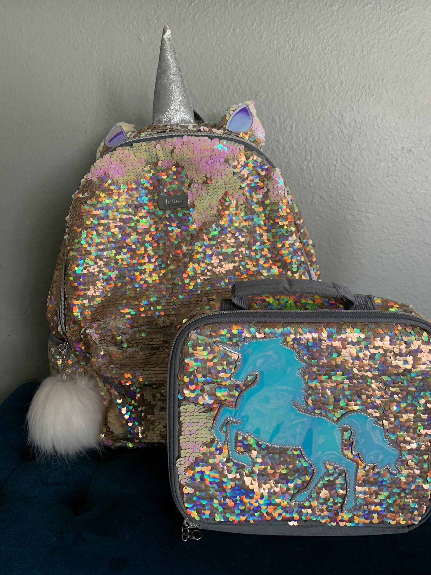 Unicorn backpack and lunch box