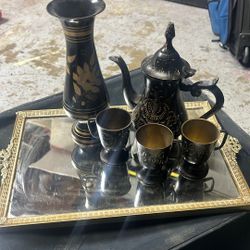 Hand Painted Antique Tea Set And Vase