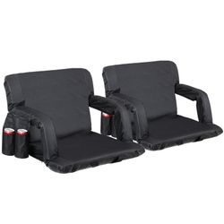 Stadium Seats Chairs for Bleachers or Benches - 6 Reclining Positions Black (2)