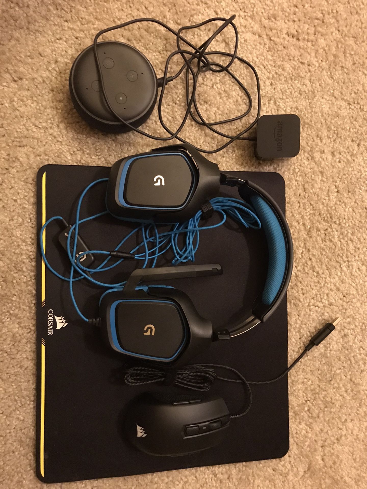 Gaming Mouse, headset and echo dot bundle