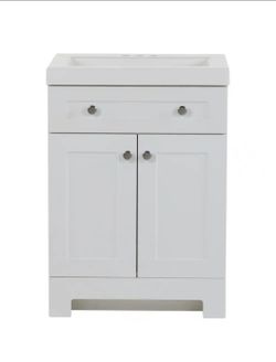 Glacier Bay Everdean 25 in. Single Sink White Freestanding Bath Vanity with White Cultured Marble Top (Assembled)