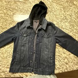 Men’s Small GUESS Denim Jean Jacket with Hoodie