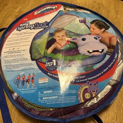 Swimways Baby Spring Float Sun Canopy With Huggable Hippo And Life Jacket