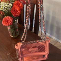 Steve Madden Clear Stadium Bag - Peach / Coral