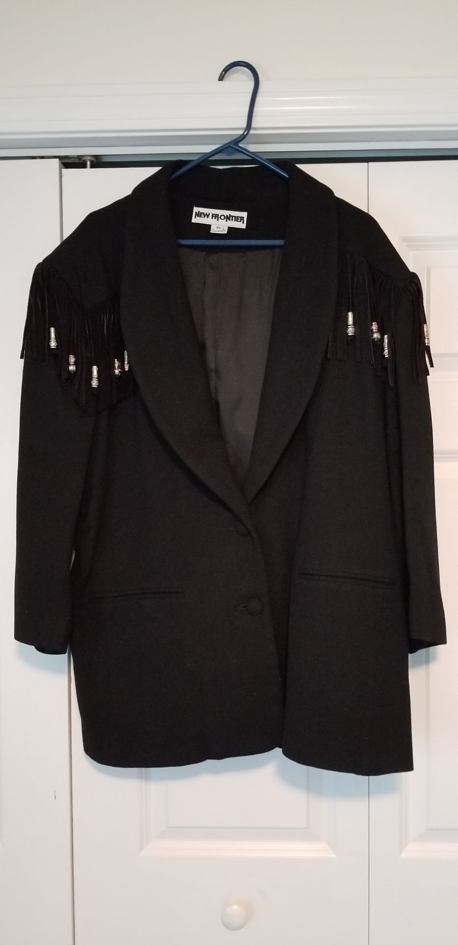 Wool, Black fringe blazer jacket