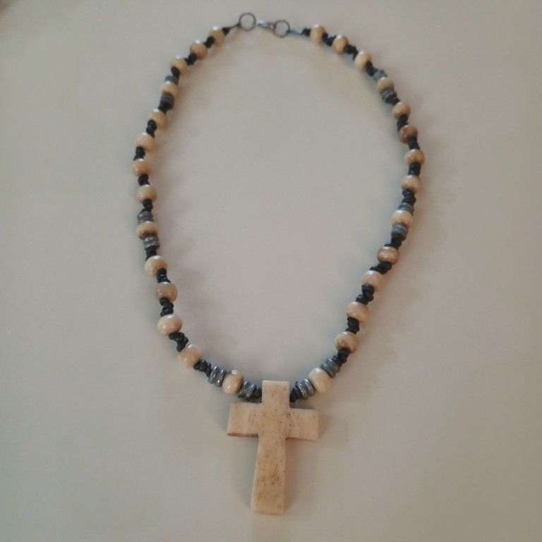 Unisex Wooden Cross Necklace 