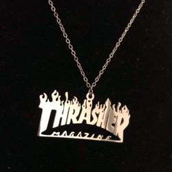 Thin Chain Link Necklace with Thrasher Pendant/ New paparazzi fashion drip jewelry 2025/ We Ship Fast!
