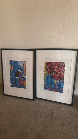 Set of 2 Framed Graffiti Art Prints