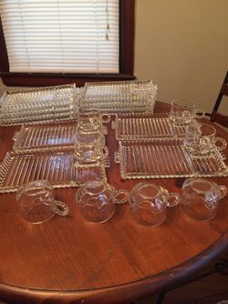 Vintage Hazel Atlas Orchard Crystal snack plates.