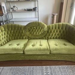 Vibrant Green Velvet Couch