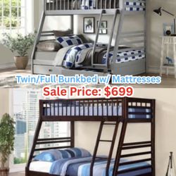 Twin/Full Bunk bed W/ Mattress 