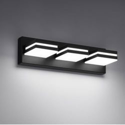 JZEKVN Modern LED Bathroom Lights Fixtures(3-Light),Metal Black Acrylic Wall Lighting,Vanity Lights for Bathroom Over Mirror