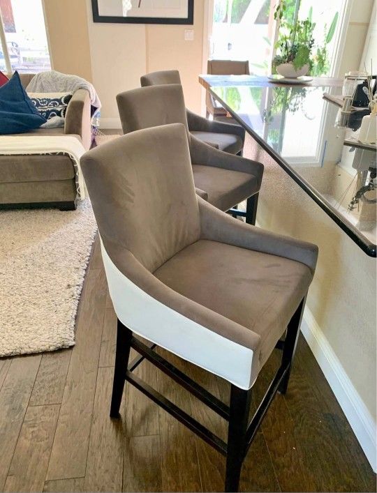 3 Gray and Cream Barstools