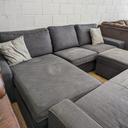 Free Delivery! Grey Modern Sectional Couch With Chaise 