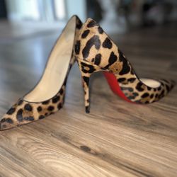 Christian Louboutin Pigalle Follies 100 Pony Jaguar Brown Leopard Heels
