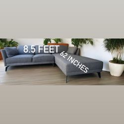 L Shape gray Sectional Couch With Chaise 
