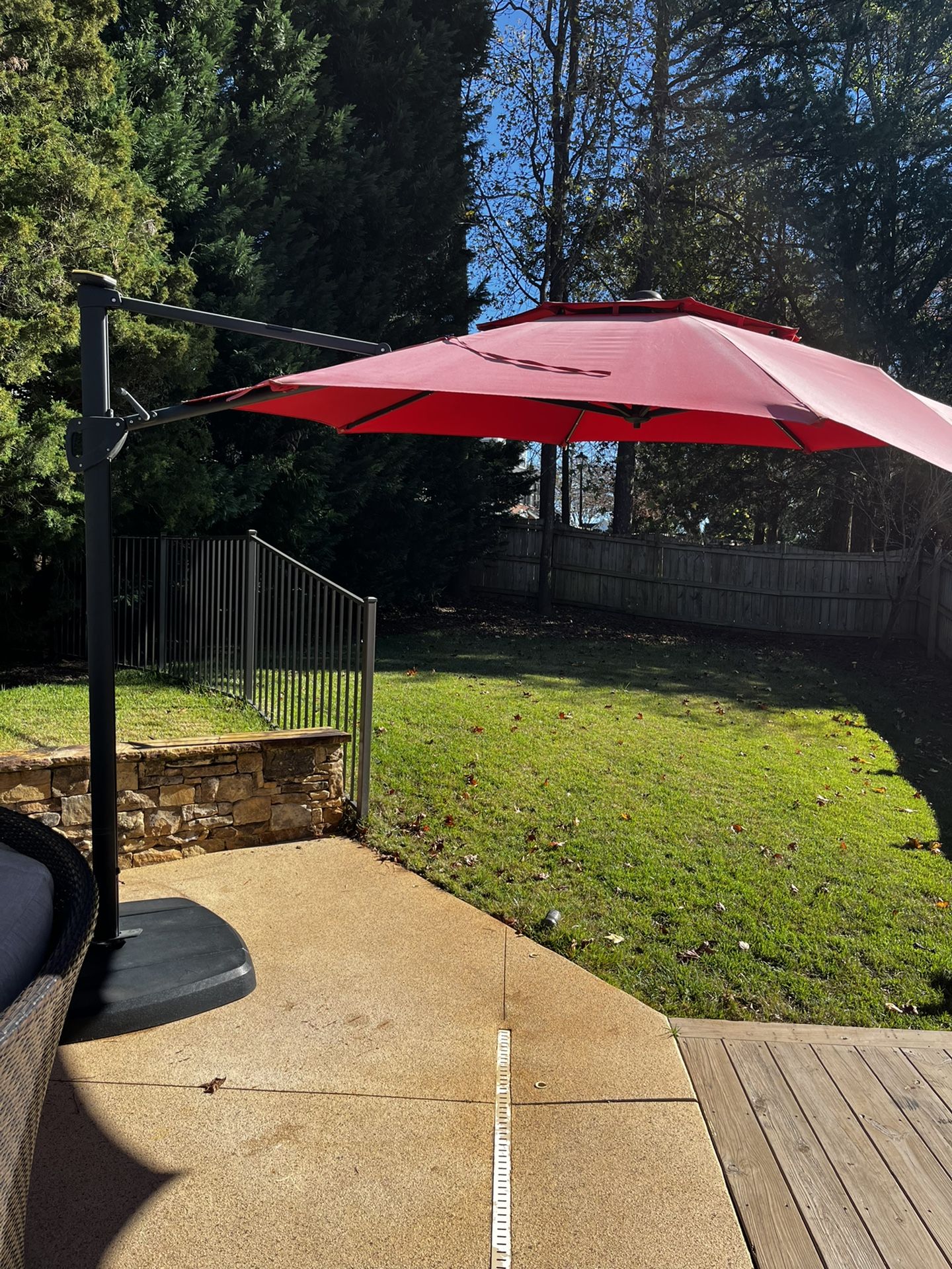 Large 10’ Red Umbrella With Lights 