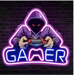 Gamer Neon Sign, UV Printed Gaming Neon Sign for Gamer Room Decor - LED Video Game Neon Lights