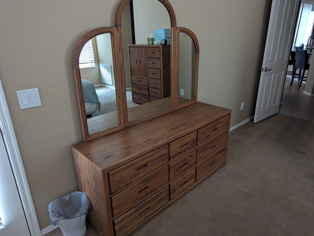 Oak Dresser with Mirror