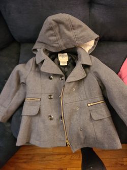 Oshkosh Grey Pea Coat With Hood Size 6