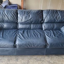 Navy Blue Leather Couch 