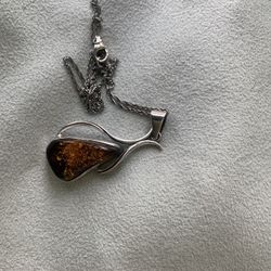 Sterling Amber Necklace 
