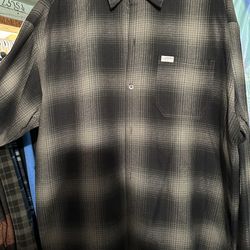 Vintage Caltop Style LA Lowrider Flannel - Grey/Black Ombre Shadow Plaid LX