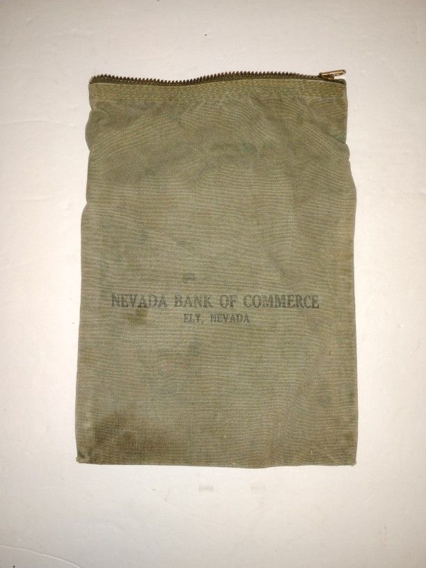 Vintage Old Nevada Bank Of Commerce Money Deposit Bag From Ely, Nevada