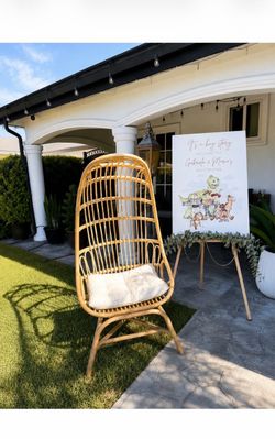 Rattan Egg Chair with White Cushion