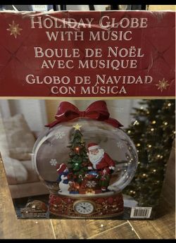 NEW Giant Glass Christmas Globe Table Top Ornament with LED Lights & Sounds